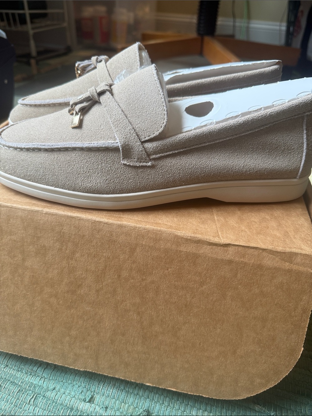Women’s Suede Tassel Loafers in Taupe - Picture 4 of 4